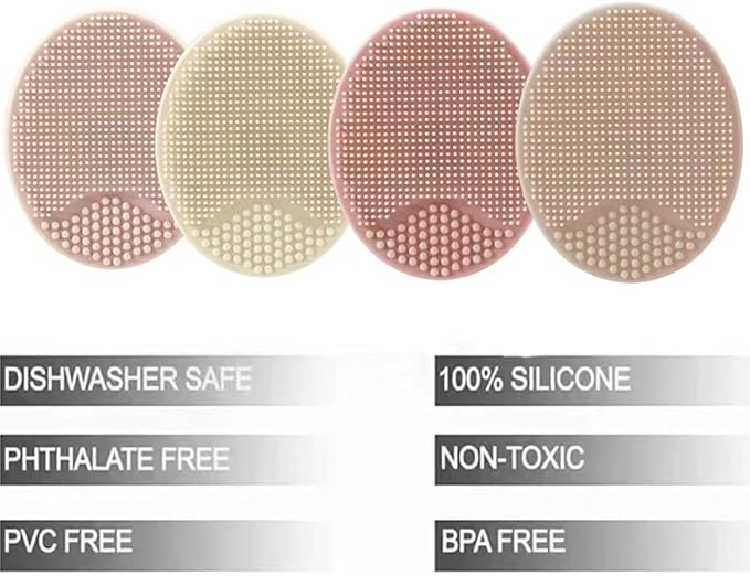 PandaEar Baby Cradle Cap Brush, Silicone Baby Bath Brush Massage Brush Set for Dry Skin, Cradle Cap, and Eczema, 4 Pack (Pink)