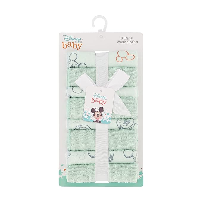 Disney Cudlie Baby Washcloths with Nursery Characters | 8 Pack of Kids Washcloths for Bath and Baby Stuff for Newborns