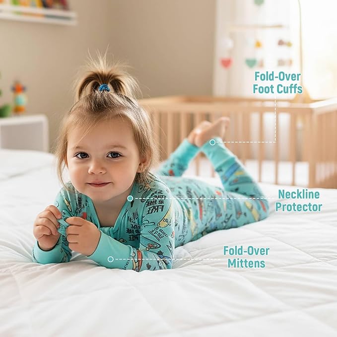 OPAWO Viscose from Bamboo Baby Pajamas Girl 2pack Mittens Cuff 2 Way Zipper Soft Footless Sleeper Baby Boy One-Piece Romper