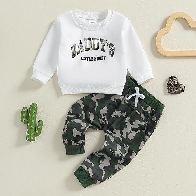 Baby Boy Fall Clothes Set Long Sleeve Letter Print Sweatshirt Pants Toddler Infant Outfits 6 12 18 24 Months 2T