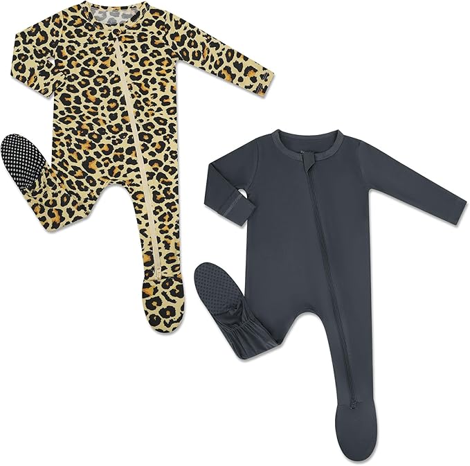 HAPIU Rayon from Bamboo Baby Footed Pajamas, 2 Way Premium Zipper, Footie for Baby Boy Girls, Newborn-24 Months