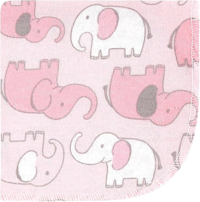 Hudson Baby Unisex Baby Flannel Cotton Washcloths 12-Pack, Girl New Elephant, One Size
