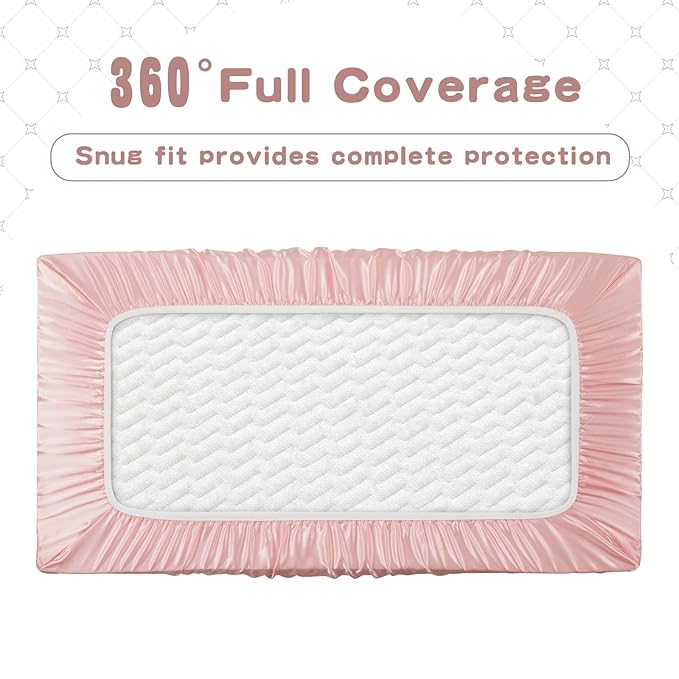 SiinvdaBZX 2 Pack Changing Pad Cover for Baby Girls Boys, Satin Silky Soft Changing Table Covers 32"x16"+5" Diaper Changing Pad Sheets, Pink & Lavender