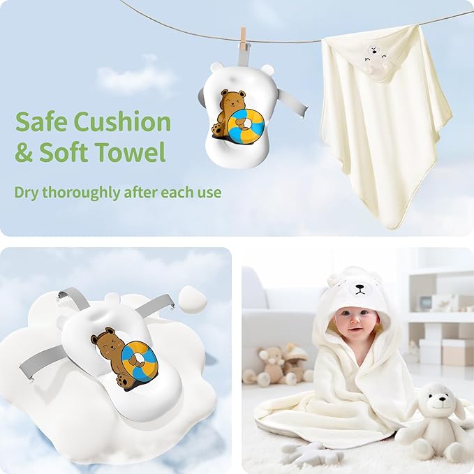 Collapsible Baby Bathtub for Newborn to Toddler (0-18 Months) - Foldable Baby Bath Tub with Soft Towel, Newborn& Infant Bathtub for Travel and Outdoor, Green