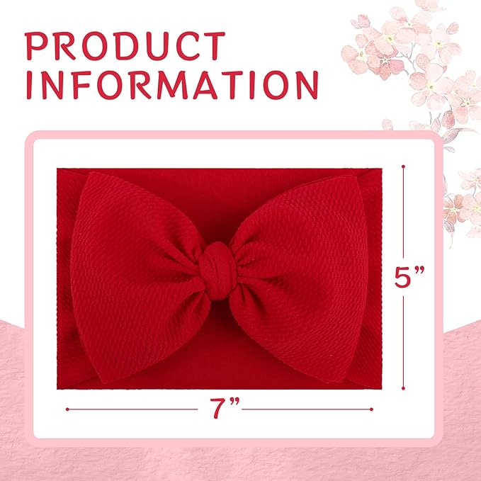 Super Durable Soft Knot Headbands with Hair Bows Infant Toddlers Kids Hair Accessories Red Black Headband for Newborn Baby Girls