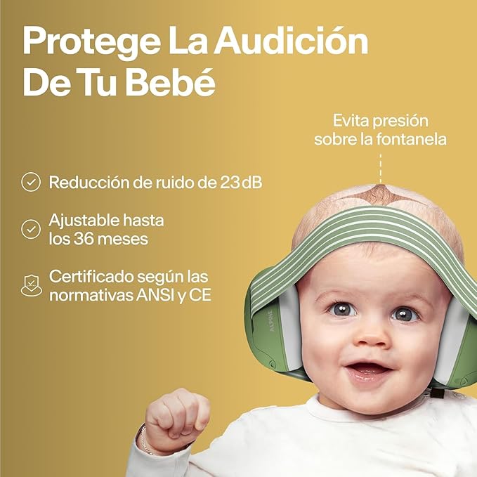Alpine Muffy Baby Ear Protection for Babies and Toddlers up to 36 Months - CE & ANSI Certified - Noise Reduction Earmuffs - Comfortable Baby Headphones Against Hearing Damage & Improves Sleep - Yellow
