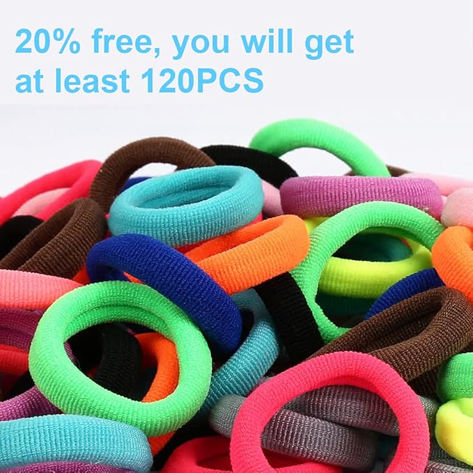 Baby Hair Ties, Cotton Toddler Hair Ties for Girls, Kids Seamless Hair Bands, Girls Elastic Ponytail Holders, Diameter 0.97 Inch and Assorted Colors by Qarwayoc