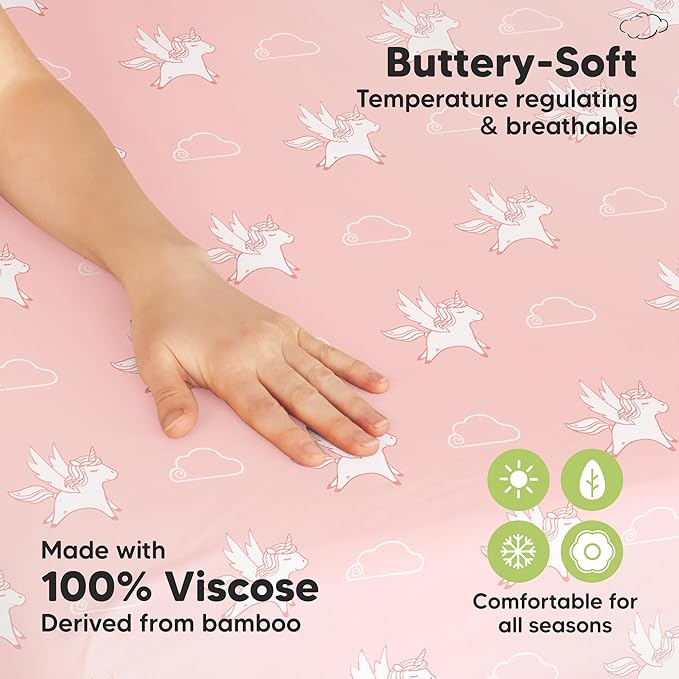 Pack and Play Sheets Fitted - 2-Pack Mini Crib Sheets for Pack N Play Mattress 38x26, Soft & Cozy, Neutral Toddler Playard Bedding, Snug Fitted Mini Baby Crib Mattress Cover Boy, Girl (Dreamland)