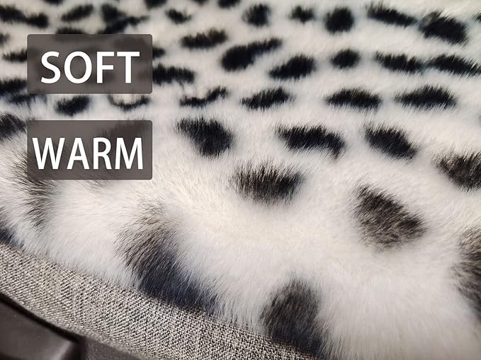Winter Soft Warm Faux Rabbit Fur car seat Cushion,Universal fit Plush Front and Back Fuzzy car seat Pads Cushion Cover Protector - 1pcs (Back seat 1pcs, Leopard dots)