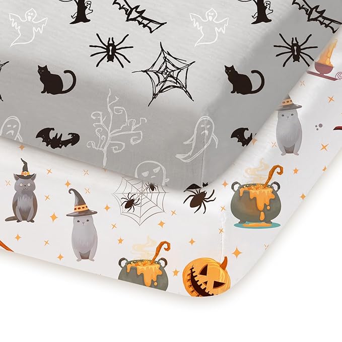Pack and Play Sheets Fitted 2 Pack, 38x26 Graco Pack n Play Sheets for Playard & Travel Crib Mattress, Ultra Soft Jersey Knit, Breathable Stretchy Deep Pocket, Compatible with Mini Cribs