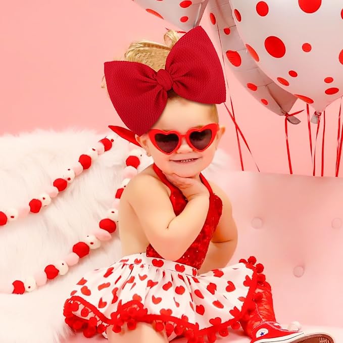 YanJie Baby Girls Big Bows Headbands 2 Pack (Red) 4-18 Months