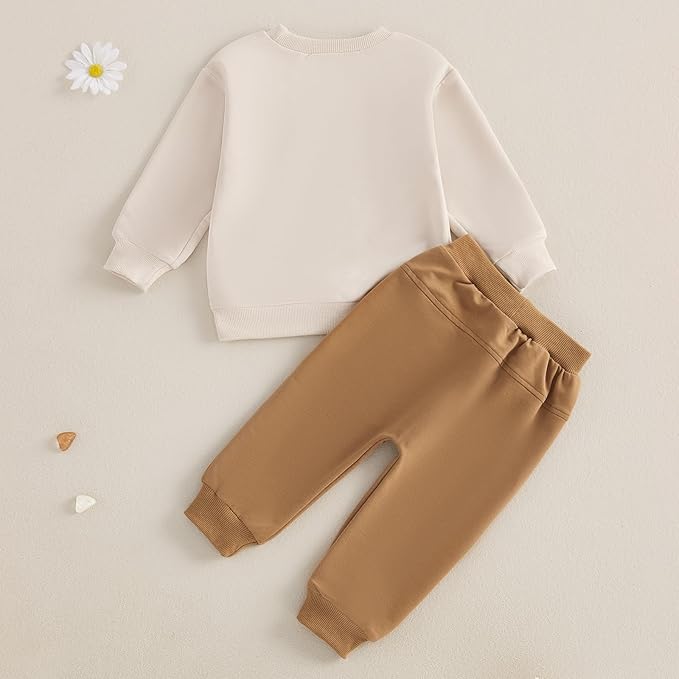 Baby Boy Fall Clothes Set Long Sleeve Letter Print Sweatshirt Pants Toddler Infant Outfits 6 12 18 24 Months 2T