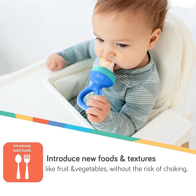 Nuby Nibbler Mesh First Soft Foods Feeder, 2pk, Blue & Green