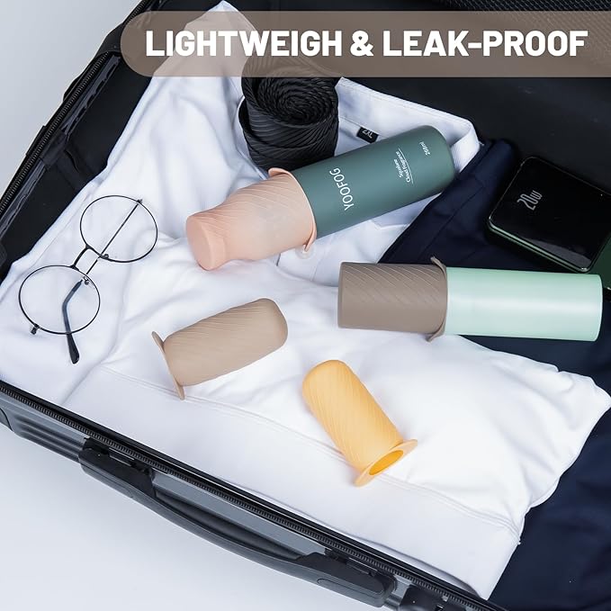 Bottle Covers for Travel, Leak Proofing, Travel Size Container Silicone toiletry sleeves, Leak Locks Travel Accessories for Shampoo Wash Body Bottles and other beauty and personal care(8pcs)