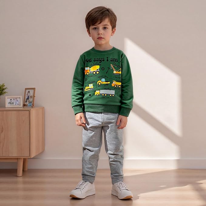 Baby Boy Fall Clothes Set Long Sleeve Truck Tractor Print Sweatshirt Pants Toddler Infant Outfits 6 12 18 24 Months 2T
