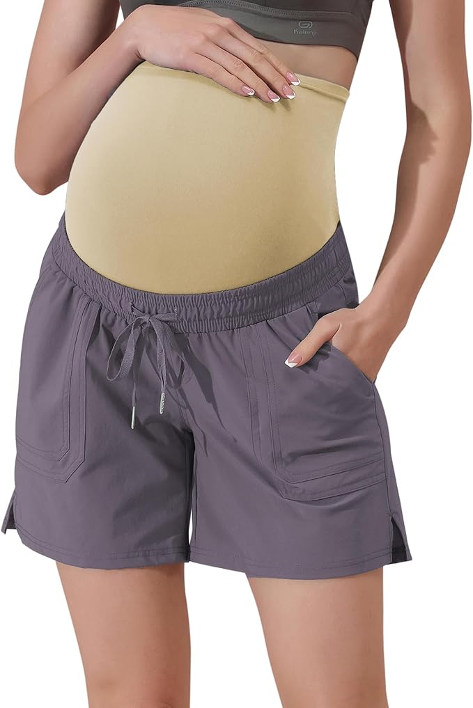 Maacie Maternity Hiking Shorts Quick Dry Waterproof 5" Workout Sports Shorts Outdoor Casual