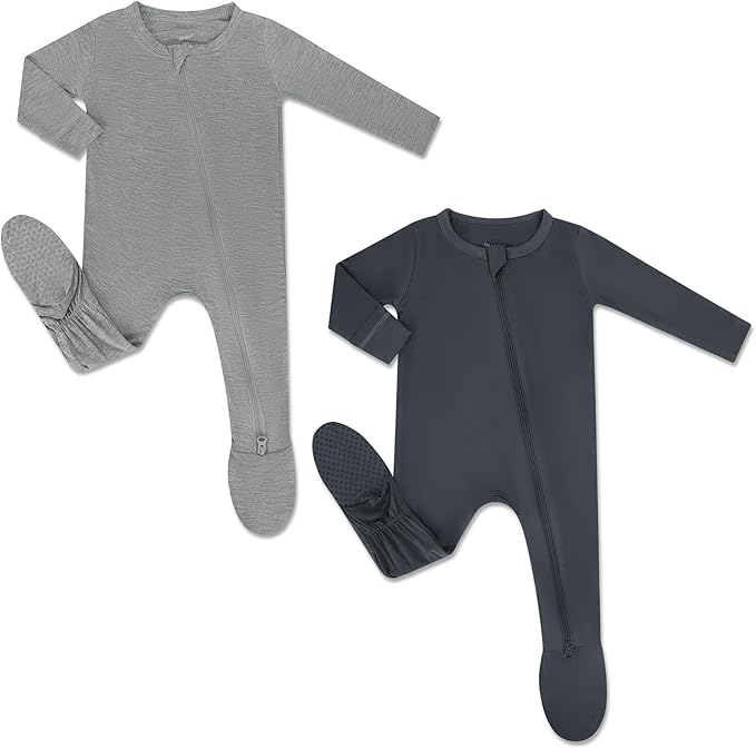 HAPIU Rayon from Bamboo Baby Footed Pajamas, 2 Way Premium Zipper, Footie for Baby Boy Girls, Newborn-24 Months