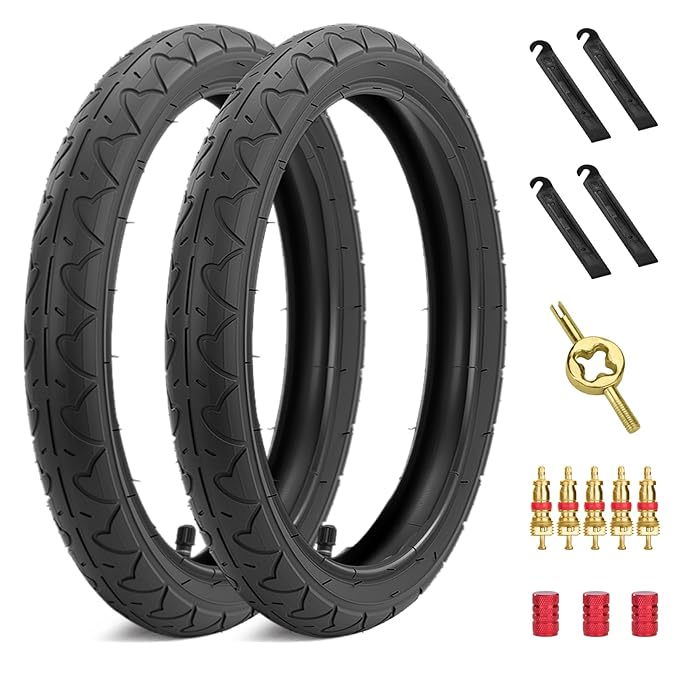 Rear 16×1.75/2.125 Tires and Tubes, 16x1.75/47-305 Stroller Tires Fit for BOB Stroller Revolution Se Pro Flex Jogging Duallie Stroller(2Sets)