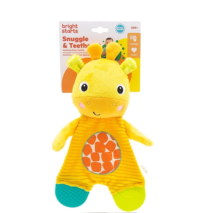 Bright Starts Snuggle & Teethe BPA-Free Crinkle Teething Plush Baby Toy - Giraffe
