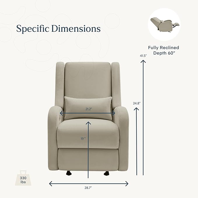 Nurture& The Charleston Wingback – Power Reclining Glider for Nursery – Ergonomic Chair with Stain-Resistant Fabric & Built-in Charging Port – Modern Baby Room Essential