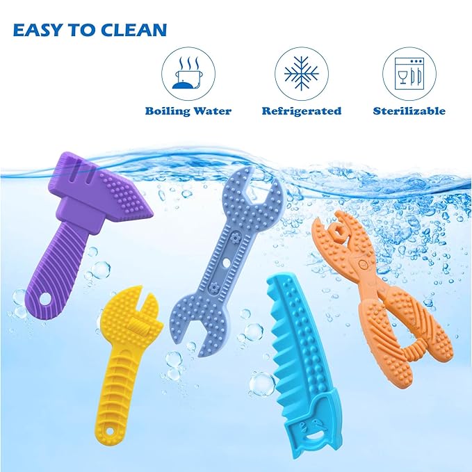 5PCS Baby Teething Toys, Silicone Sensory Chew Teether for Newborn Infant 0-6 9 12 18 Month ，Kids Travel Toys, BPA Free