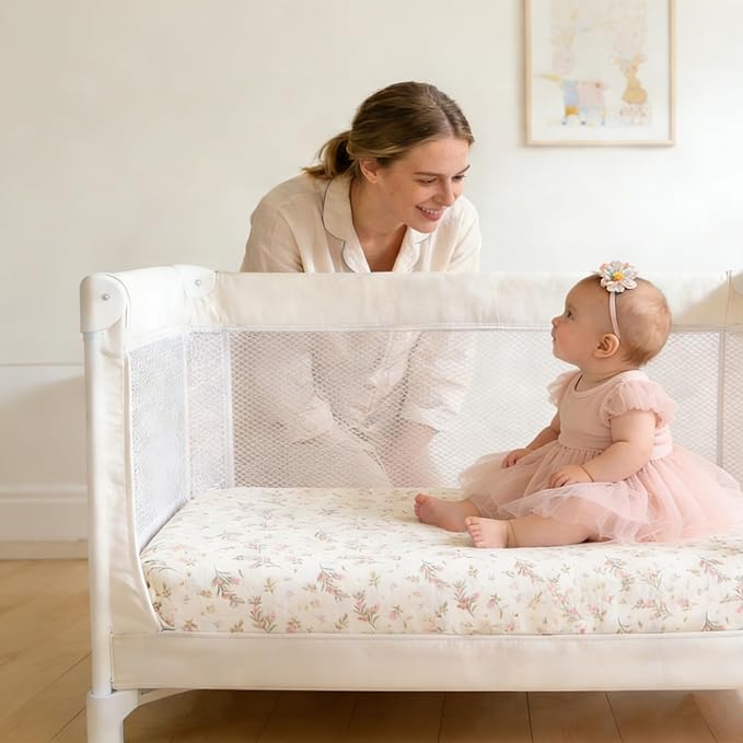 100% Organic Cotton Muslin Pack and Play Sheets Fitted 38”x26”, Mini Crib Sheets Compatible with Graco/hiccapop/YENING/Dream On Me/Babylicious Pack N Play Mattress, Playard Bedding Sheet Bed Cover