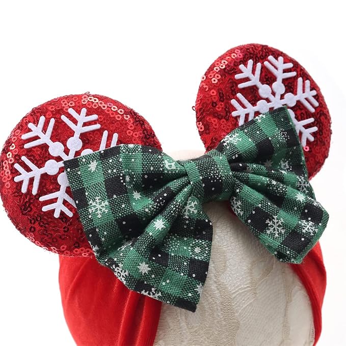 Baby Girl Mouse Ears Turban Headband, Velvet Hair Bow Headwrap, Wide Hairband for Newborn Infant Toddler, Fashion Headwear Party Supplies