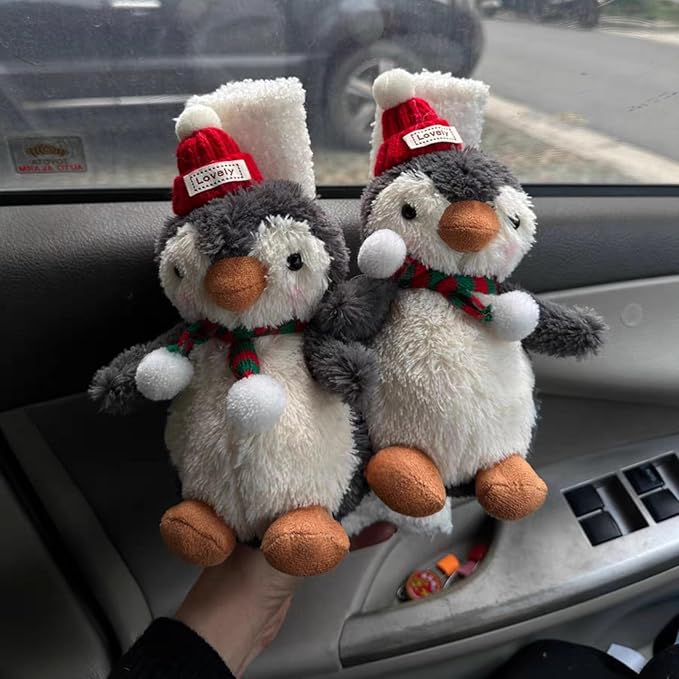 2 PCS Seat Belt Cover Pad, Cute Kawaii Animal Penguin Seatbelt Covers for Kids and Adults, Winter Plush Fluffy Soft Seat Belt Cover, Cartoon Seatbelt Cushion,Car Seat Strap Pads (G-Penguin)