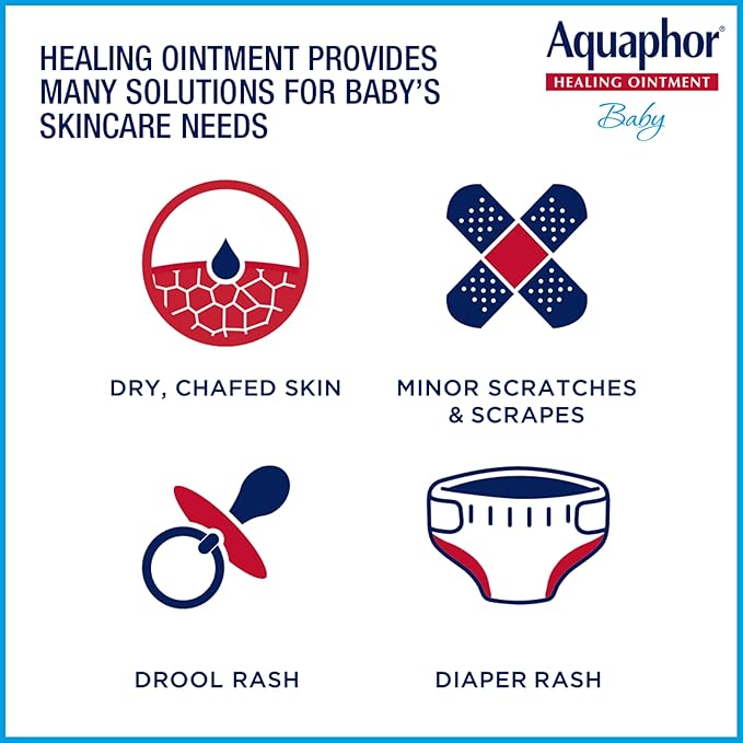 Aquaphor Baby Healing Ointment, Advanced Therapy for Chapped Cheeks and Diaper Rash, 3 oz. Tube (Pack of 3)