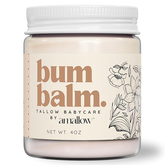 Amallow Baby Bum Balm - Diaper Area Cream for Sensitive, Rash-Prone Skin - Petroleum & Fragrance-Free - Gentle Moisturizing Balm - 4 oz