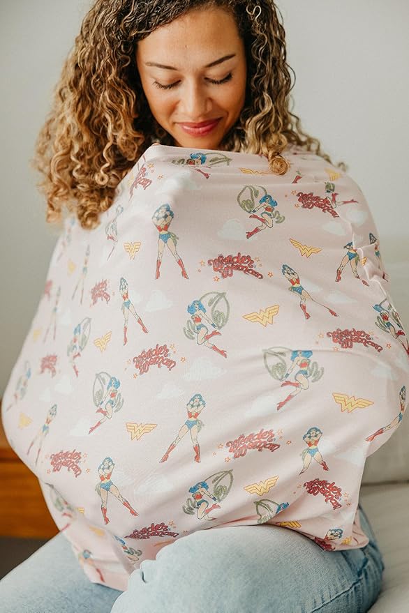 Copper Pearl Multi-Use Cover: Car Seat Covers, Nursing Cover, and Stroller Cover - Stretchy Fabric, All-Season Use, Stylish Designs, Easy Access for Moms - Wonder Woman™