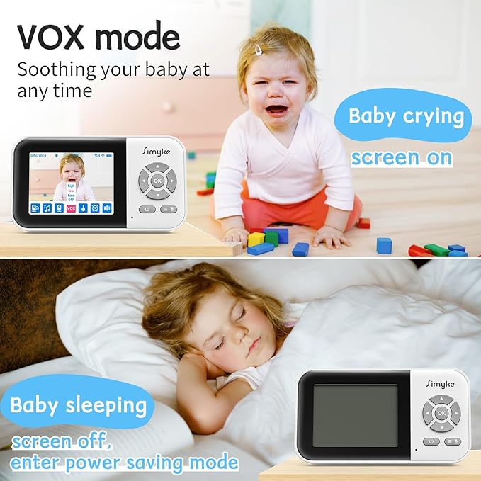 Video Baby Monitor with Camera,No WiFi 1200ft Long Range,APP Mode,2.8" Plug & Play Diaplay, Auto Night Vision,5 Lullabies Portable Sound Monitor,Room Use,Feeding Timer,2-Way Talk,for Baby/Elderly/Pet