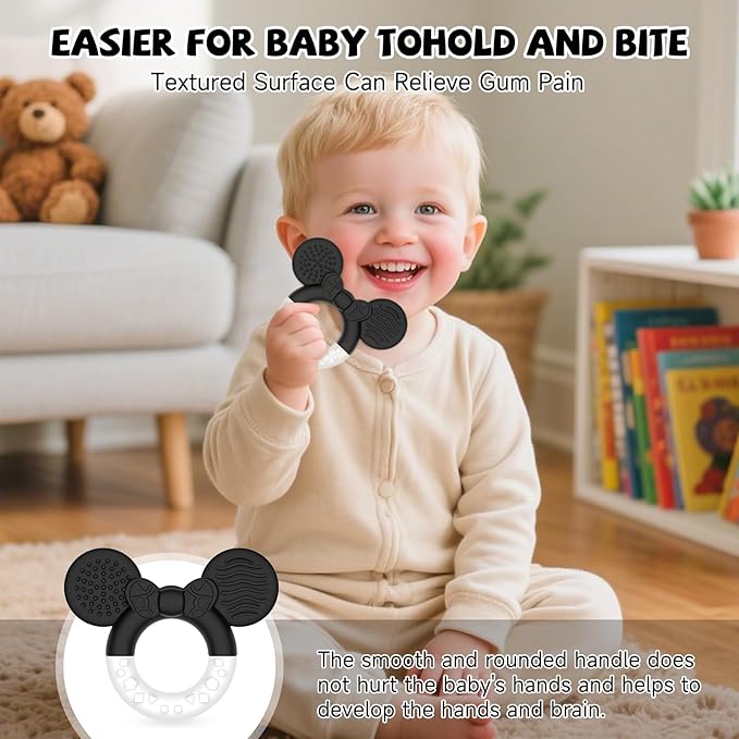 Baby Teething Toys，Teether for Babies 3＋Months，BPA Free Soft and Silicone Teething Relief Soothing Sore Gums Baby Chew Toys