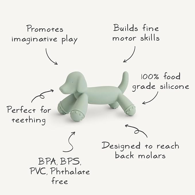 mushie Silicone Baby Teether Toy | Dog Figurine Teether