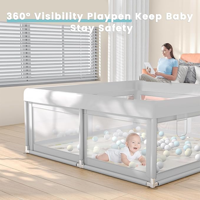 50 x 50 inch Baby Playpen with Mat Small Playpen for Babies and Toddlers Baby Fence Playards