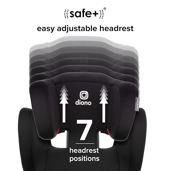 Diono Cambria 2XT XL, Dual Latch Connectors, 2-in-1 Belt Positioning Booster Seat, High-Back to Backless Booster with Space and Room to Grow, 8 Years 1 Booster Seat, Black Storm