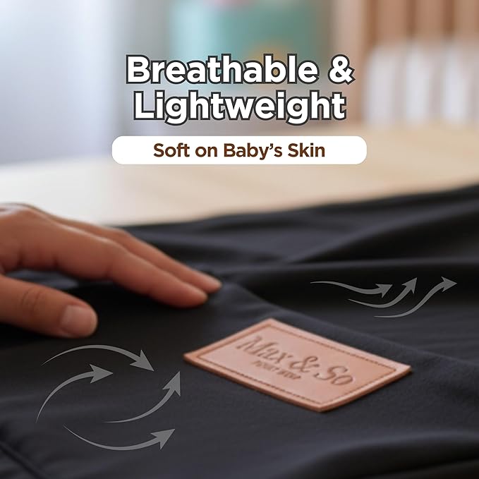 Baby Wrap Carrier - Premium Cotton Baby Carrier Wrap for Newborn to Toddler- Infant Carrier- Baby Holder One Size Fits All with Front Pocket (Black) by Max&so