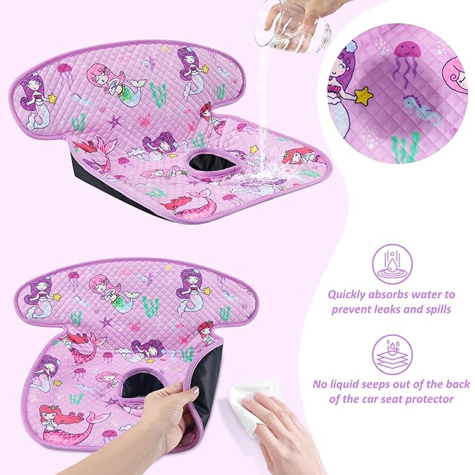 INFANZIA Dry Seat,Car Seat Protector Waterproof Carseat Liner Potty Training Toddlers, Baby and Infants, Piddle Pad for Carseats Strollers (Purple, 2 Packs