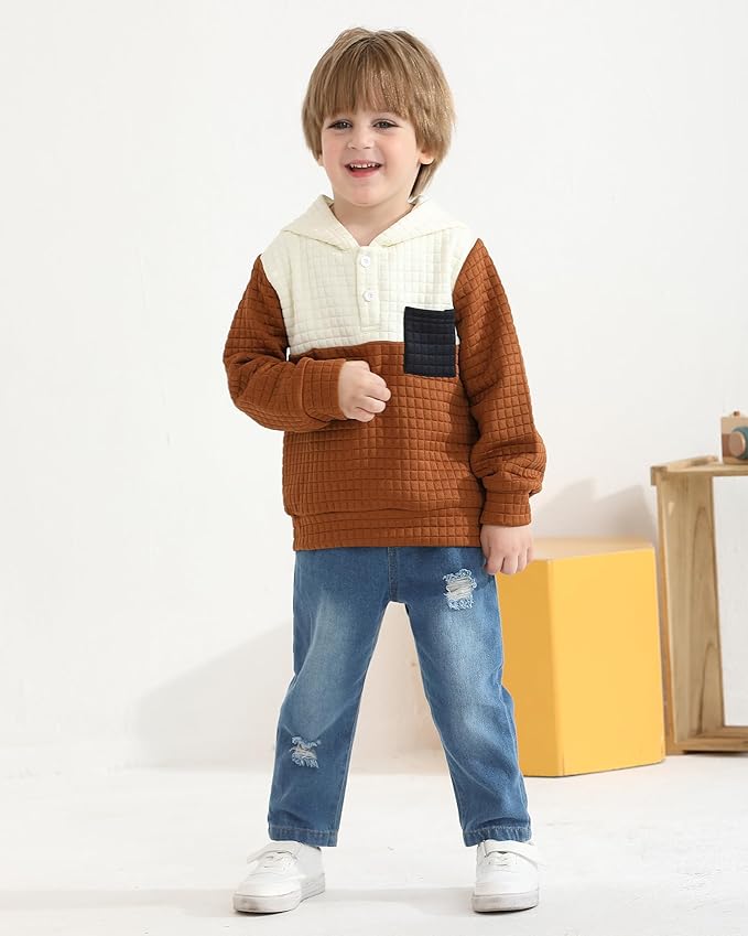 NZRVAWS Toddler Baby Boy Clothes 6 12 18 24 Months Long Sleeve Hoodie Sweatshirt Fall Winter 2-8T Little Boy Outfits
