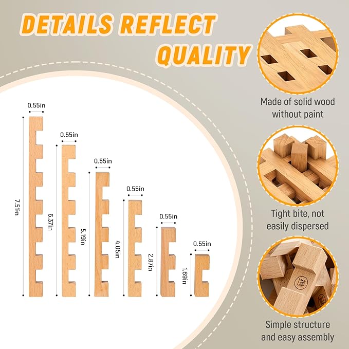 STEM Wooden Building Blocks - 20+ Shapes, 3D Puzzle, Brain Games, Educational Toys Gift for Kids and Classroom,Montessori STEM Toys for Ages 5+ and Adults (20 in 1 Premium Version)