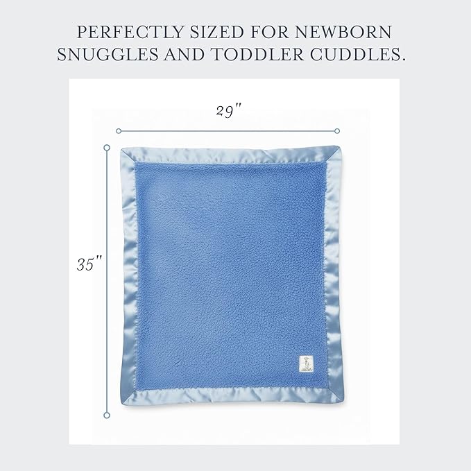 Little Giraffe Chenille Baby Blanket – 29x35” Soft Chenille with Satin Trim, Cornflower | Ultra-Soft, Gentle & Safe, Lightweight & Breathable for Newborns & Toddlers