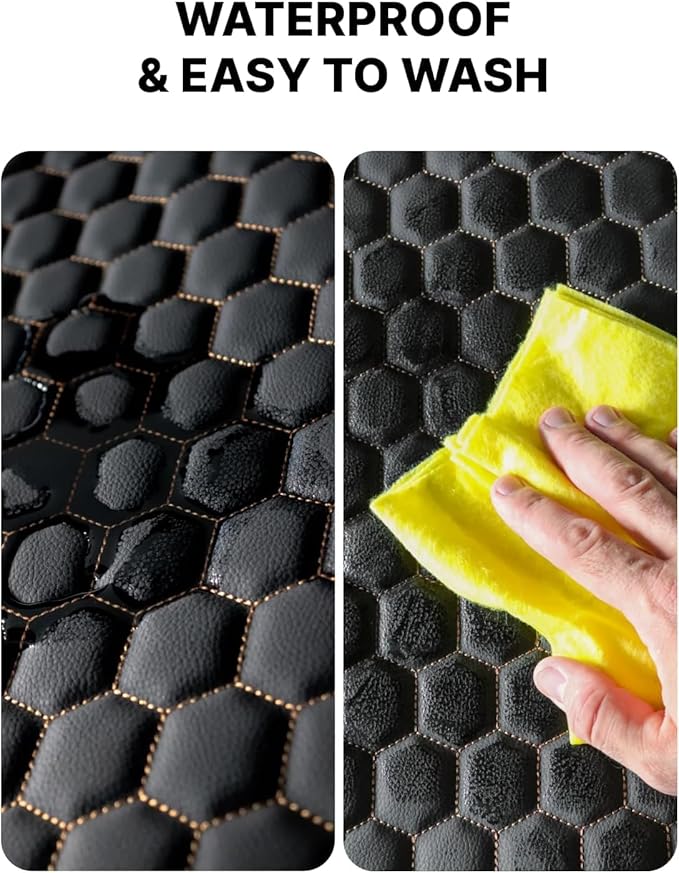 Owleys Kick Mat Back Seat Protector - Car Back Seat Cover for Kids Feet - Waterproof & Sturdy Protector for Upholstery from Dirt, Mud, Scratches and Stain (Hexy Set)