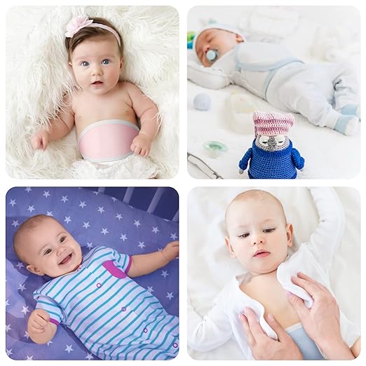 Hoolerry 8 Pcs Baby Belly Band Newborn Infant Comfort Cotton Belly Binder Wraps for Baby Umbilical Cord Cover Band Umbilical Cord Belt for 0-12 Months Infant Boy Girl Gift, 4 Color