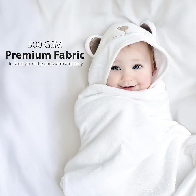 MINIBOO Hooded Baby Towels for Newborn - Super Soft Baby Bath Towels with Hood, Highly Absorbent Viscose Made from Bamboo Hooded Towel for Infant, Toddler and Kids, Baby Essentials