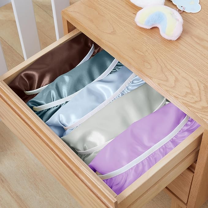 SiinvdaBZX 2 Pack Changing Pad Cover for Baby Girls Boys, Satin Silky Soft Changing Table Covers 32"x16"+5" Diaper Changing Pad Sheets, Silver & Light Blue