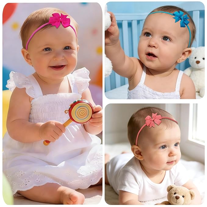 JOYOYO 40pcs Mini Baby Girls Grosgrain Ribbon Hair Bows Headbands 2" Hairband Hair Accessories for Baby Girl Infants Newborn and Toddler