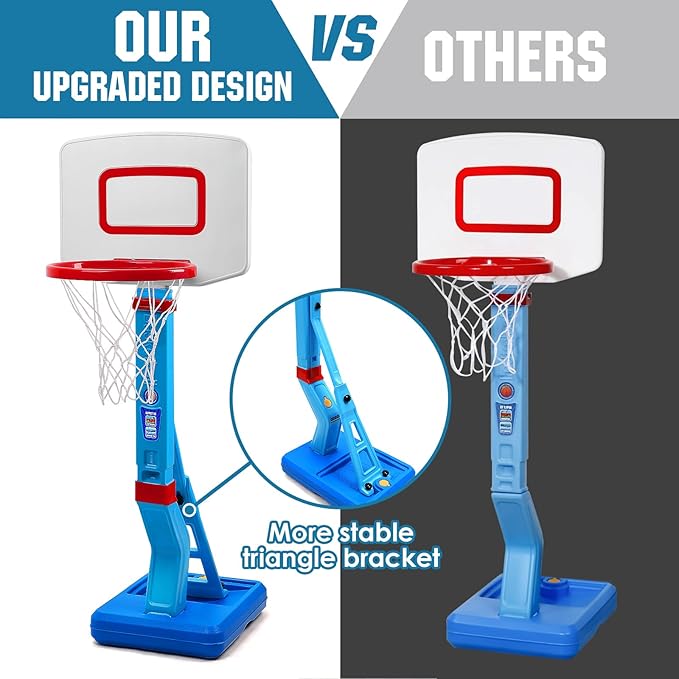 SUPER JOY Toddler Basketball Hoop - Height Adjustable Kids Basketball Hoops for Indoor & Outdoor Play - Portable Mini Basketball Goal for Poolside- Game Sport Toys for Boys & Girls Age 1 2 3 4 5
