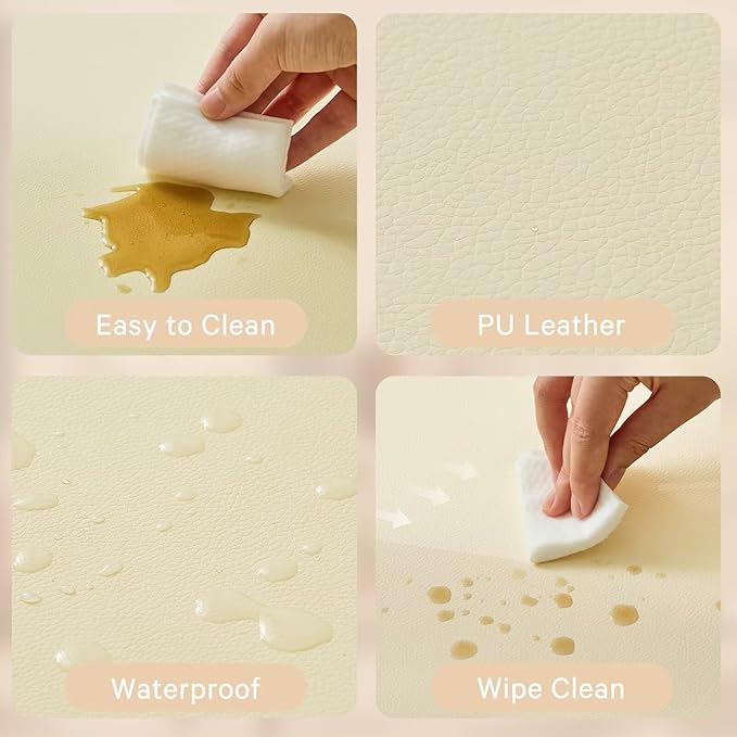 Waterproof Baby Play Mat for Floor 1.3"Thick Memory Foam 59*59 Cushion Playpen Playmat Tummy Time Crawling Mat Nursery Rug Pad Mattress Create Soft & Safe Area for Infants,Toddler,Kids,Beige