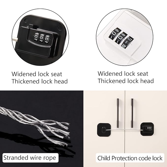 2 Packs Refrigerator Lock - Heavy Duty Combination Fridge Lock, Child/Baby Proofing Lock for Cabinets, Closets, Drawers, Window and More, Easy Install and Use (White)