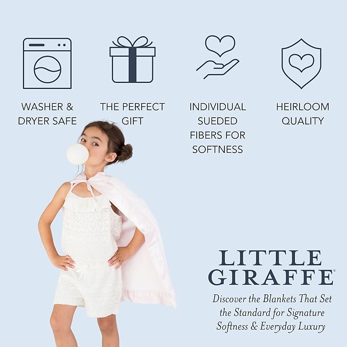Little Giraffe Baby Blanket - Luxe Soft Blanket with Satin Trim - Baby Stroller Blanket - Newborn Baby Essentials & Baby Gifts - 29x35" - Pink